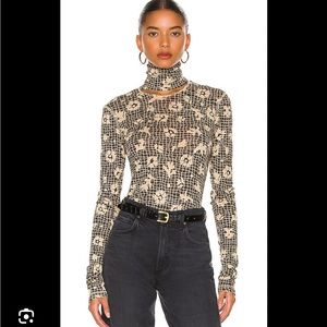 Nanushka Hanny Floral Web Cutout Mesh Top Sz XS